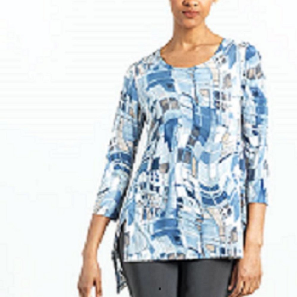 Square Boxes Print Tunic Top by Clara Sunwoo